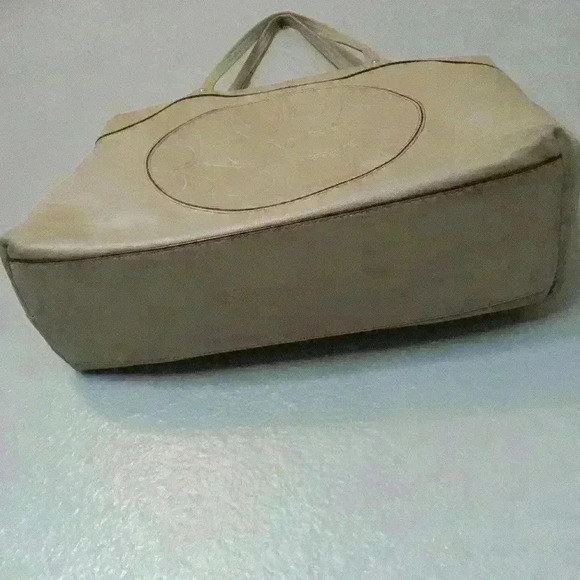 Coach Laura Signature Taupe Large Leather Tote Shoulder Bag - Picture 7 of 16